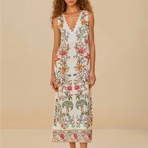 FARM Rio White Dress with Colorful Floral Embroidery